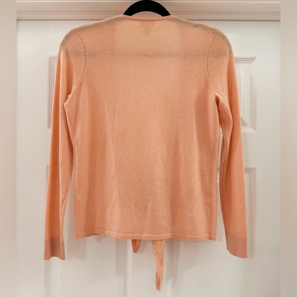 Garnet Hill Cashmere Open Tie Front Cardigan Sweater Peach Pink Ballerina sz XS - Picture 5 of 7
